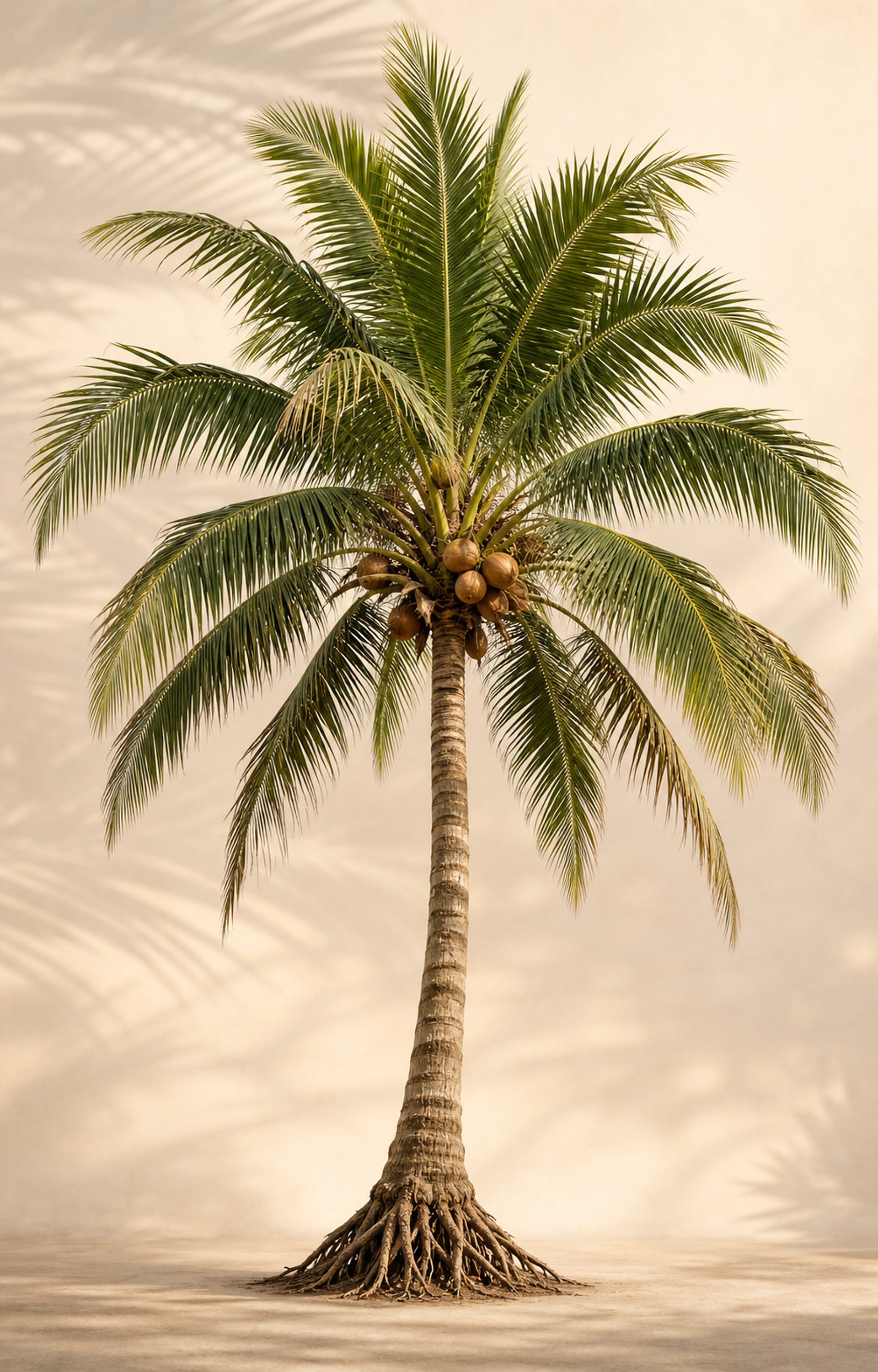 A coconut palm showing how every part becomes useful food, drink and natural materials